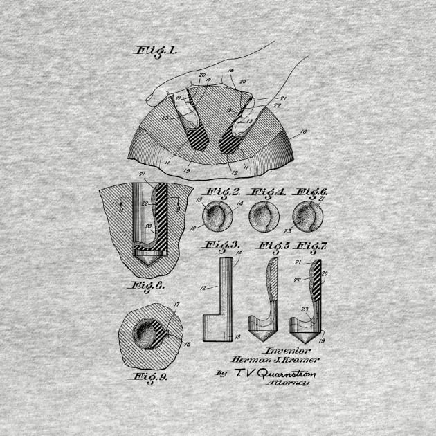 Bowling Ball Vintage Patent Hand Drawing by TheYoungDesigns